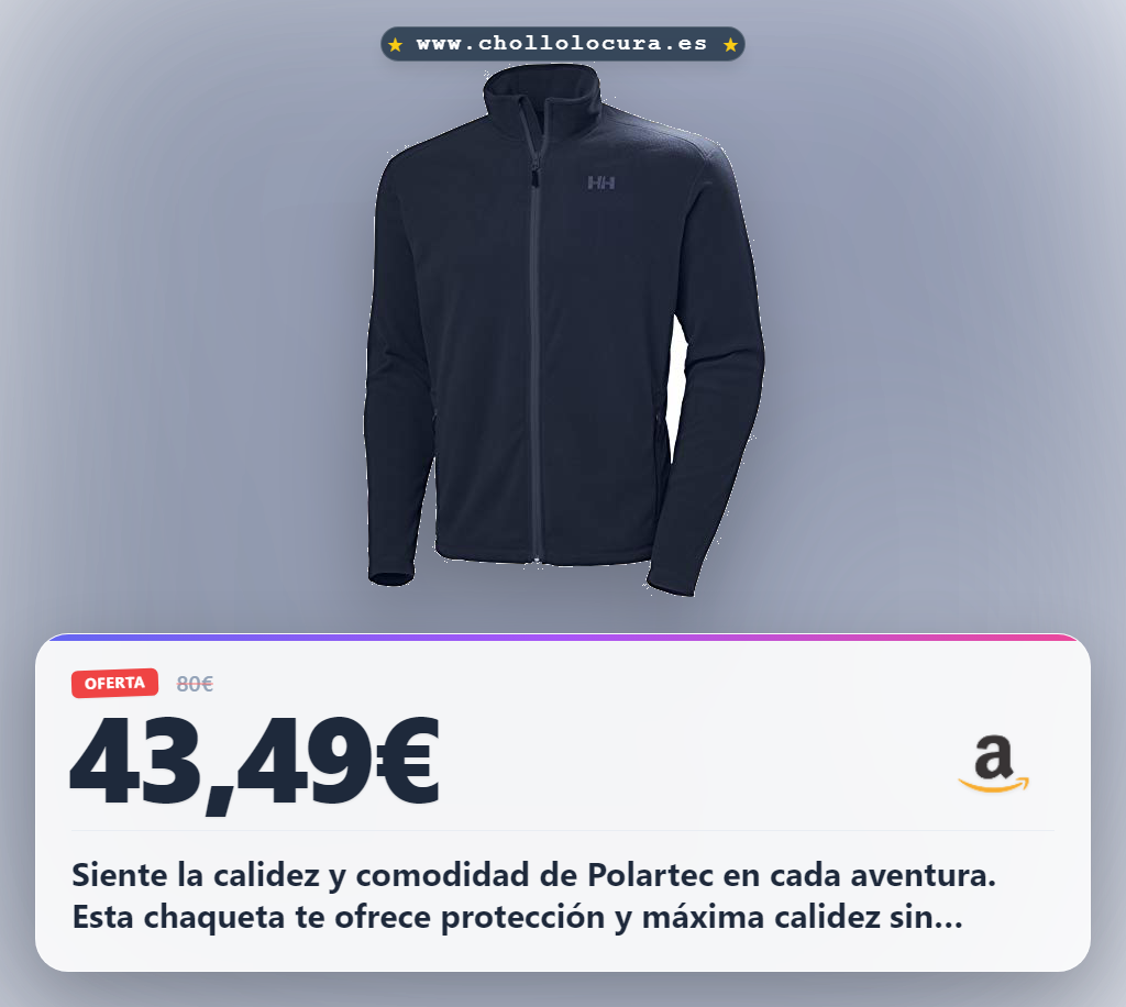Consigue la chaqueta polar Helly Hansen Daybreaker Marina 2.0 con Polartec y cremallera YKK.
