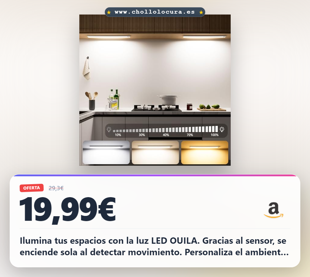 Logra iluminar cualquier espacio con la Luz LED Armario con sensor y 3 modos de color en oferta
