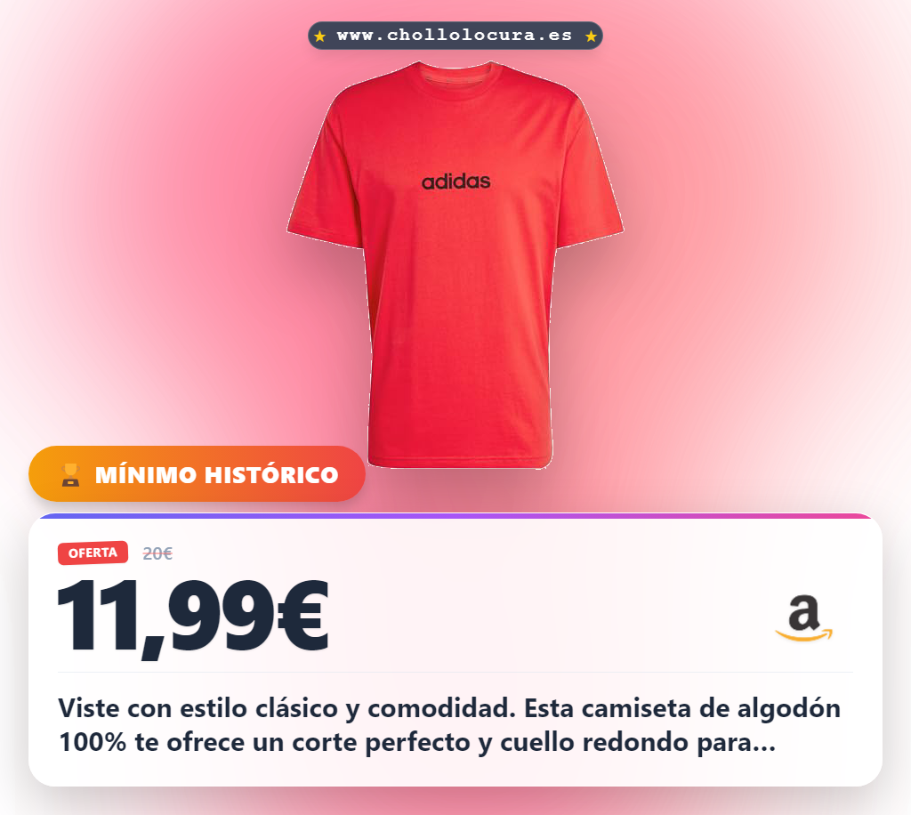 Consigue la camiseta adidas Essentials Single Jersey en algodón 100% color Rubí/Negro