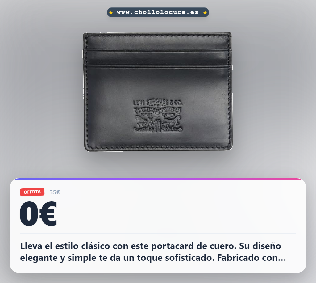 Aprovecha el portatarjetas de cuero Levi's clásico para mujer, elegante y de cuero genuino en oferta histórica al mejor precio del año.