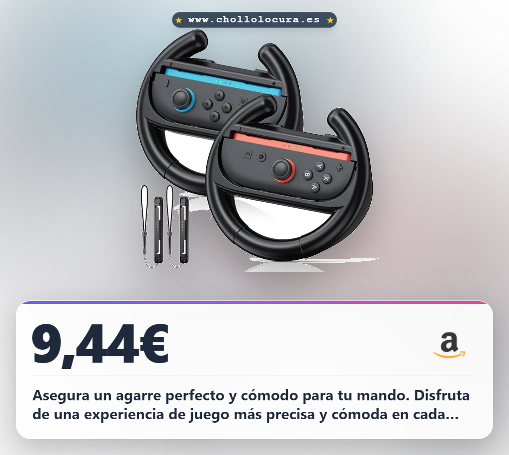 Aprovecha esta empuñadura de rueda negra para tu mando Nintendo Switch al mejor precio