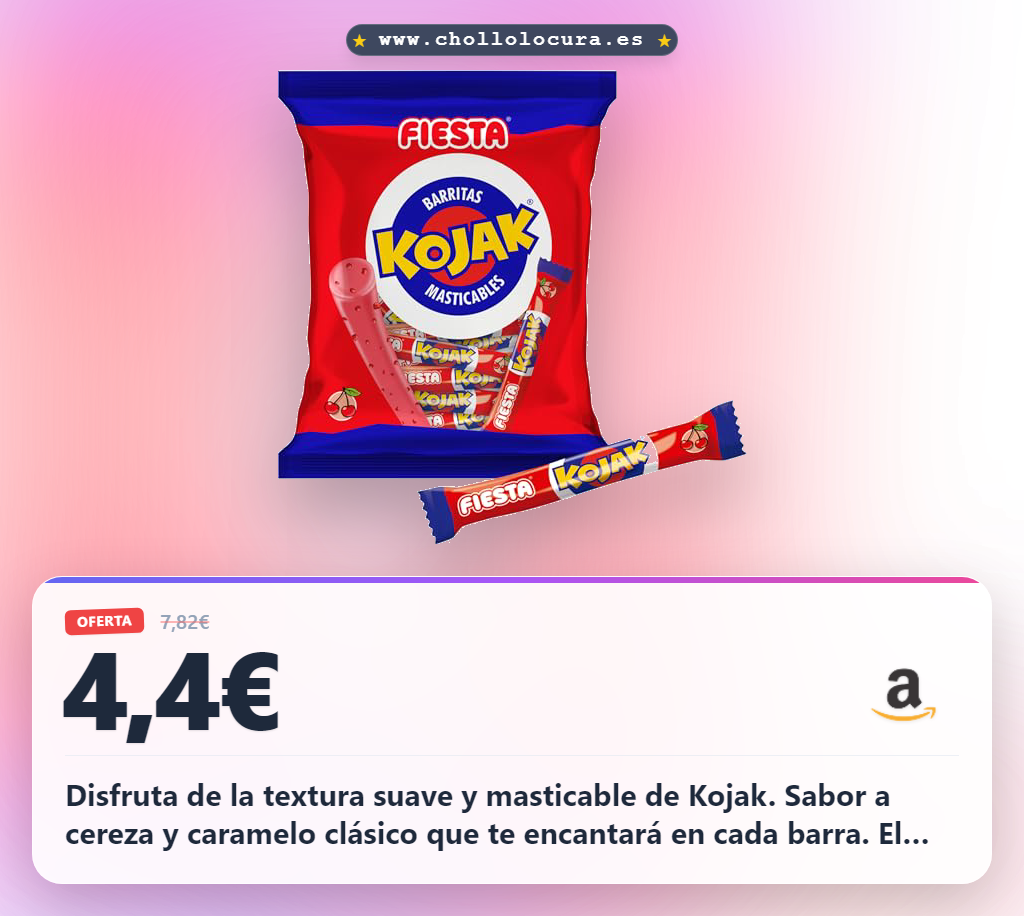 Aprovecha las barras masticables Kojak sabor cereza en bolsa de 50 unidades con caramelo suave al mejor precio