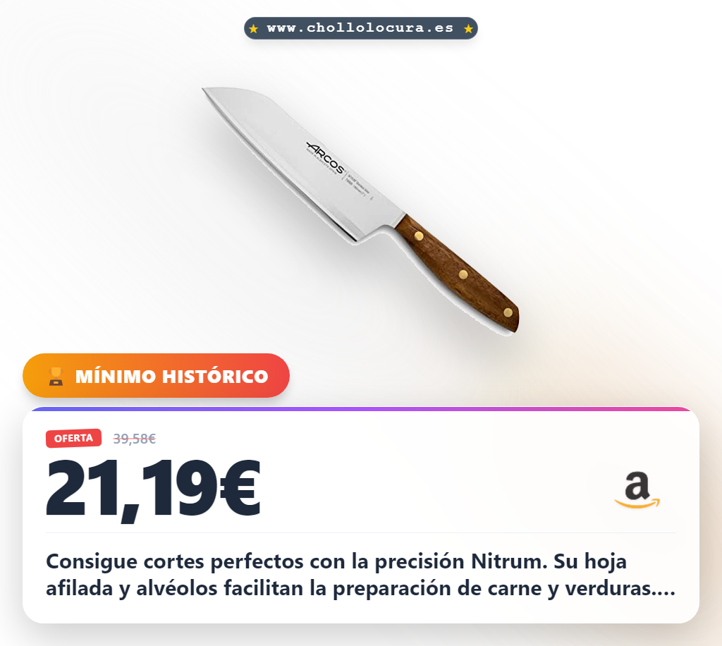 Consigue el cuchillo Santoku Arcos en acero Nitrum y mango de Ovengkol al mejor precio de la cocina
