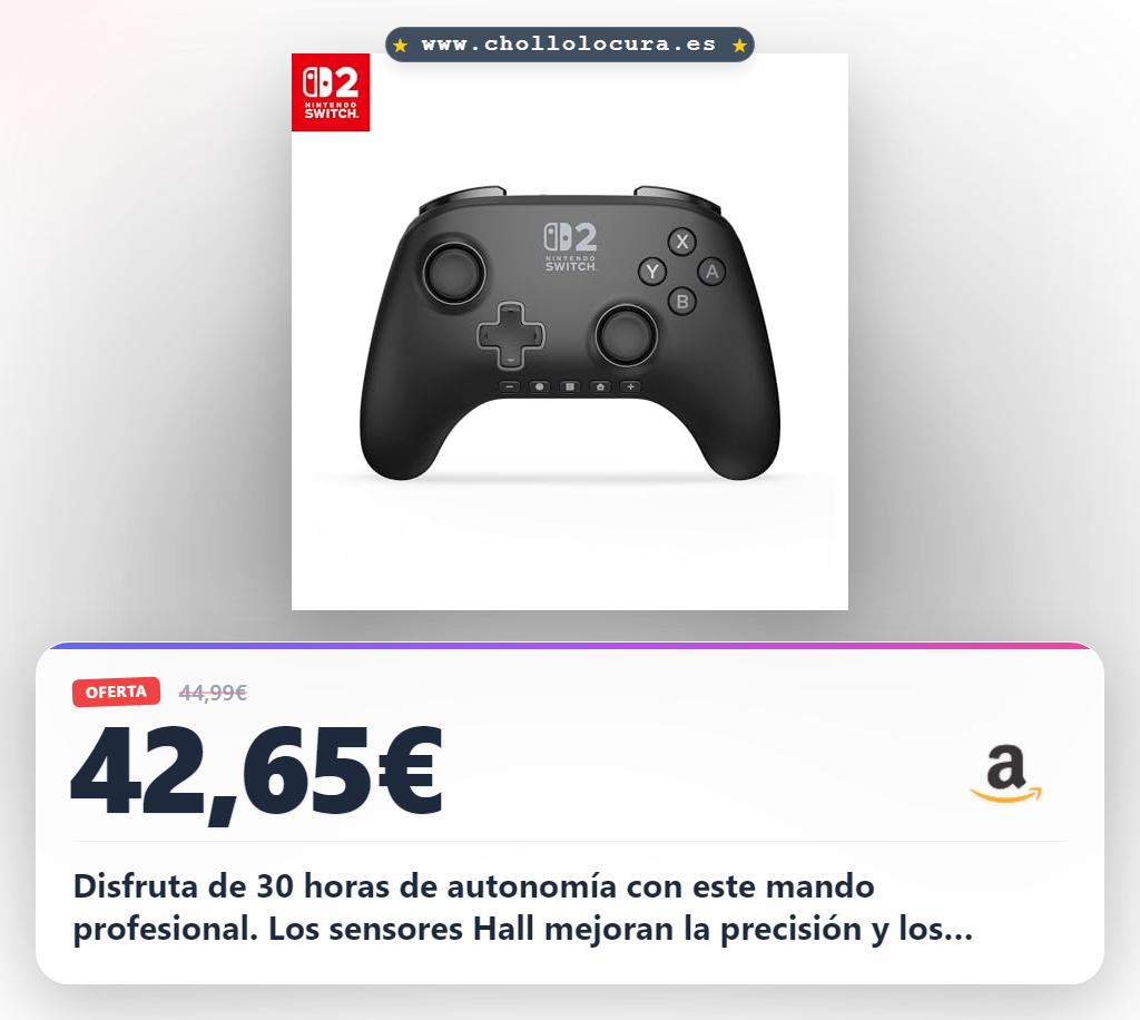 Aprovecha este mando Nintendo Switch 2 con efecto Hall y botones asignables en oferta histórica
