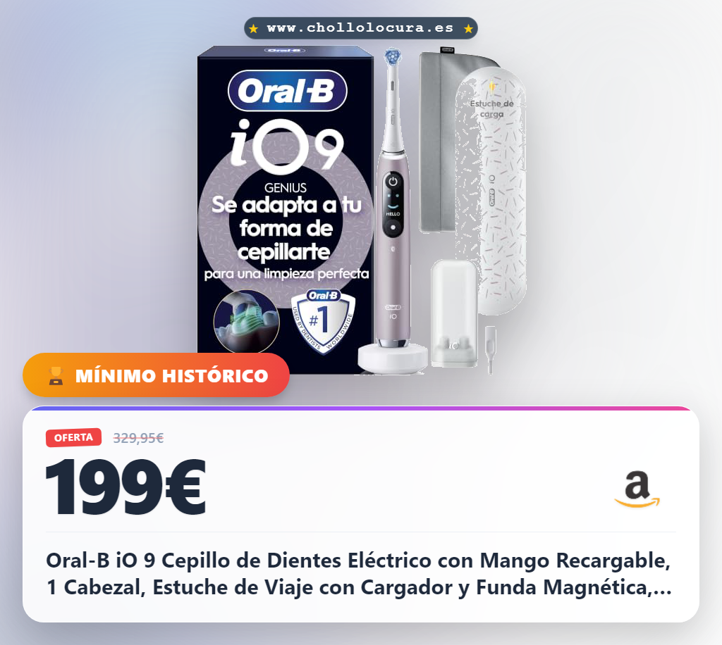 Oral-B iO 9 Cepillo de Dientes Eléctrico con Mango Recargable, 1 Cabezal, Estuche de Viaje con Cargador y Funda Magnética, Diseñado por Braun, Regalos Originales para Mujer y Hombre - Rosa