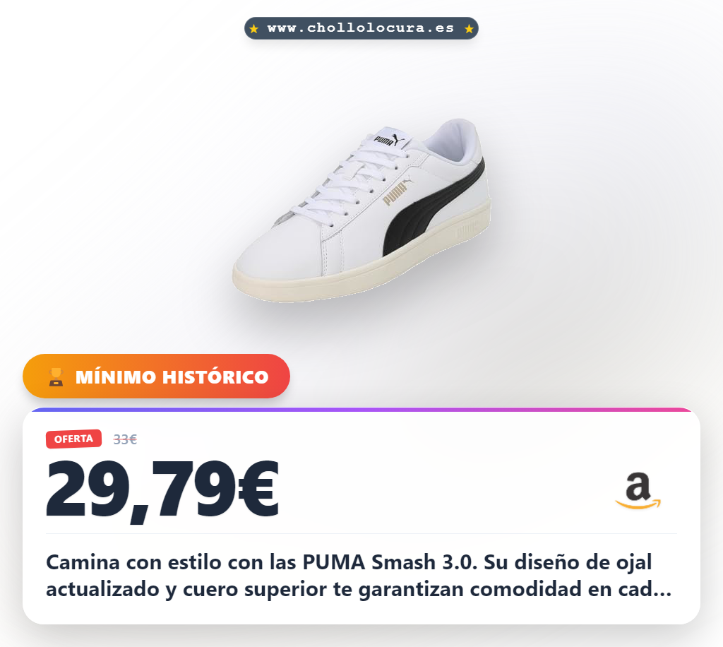 Consigue las zapatillas PUMA Smash 3.0 L unisex en oferta histórica con cuero superior y diseño exclusivo