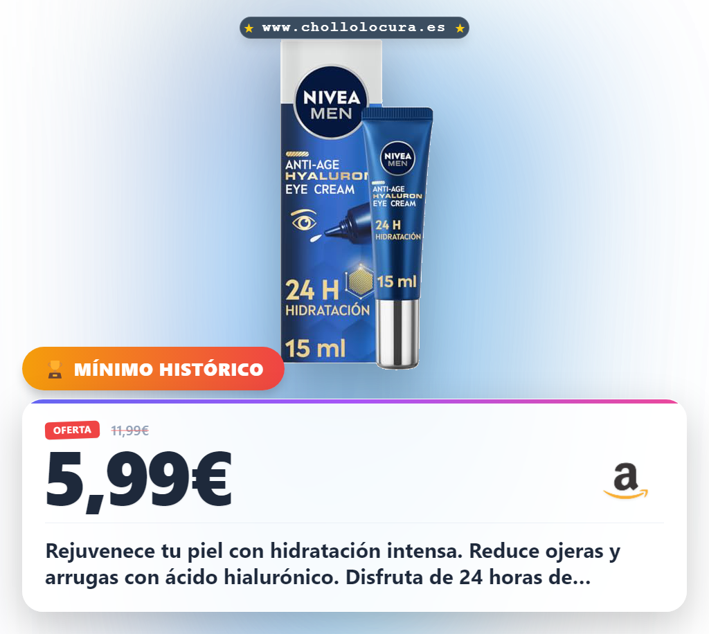 Consigue crema NIVEA MEN contorno de ojos con ácido hialurónico para reducir arrugas y ojeras al mejor precio