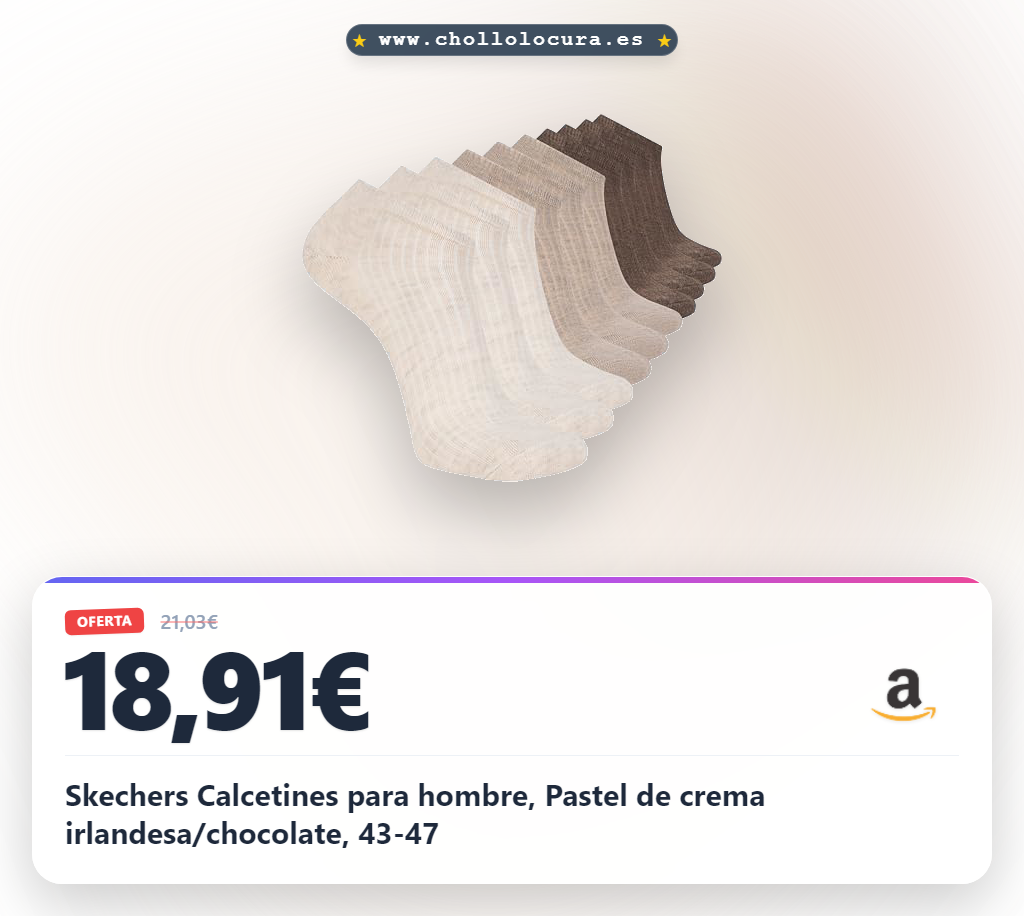 Skechers Calcetines para hombre, Pastel de crema irlandesa/chocolate, 43-47