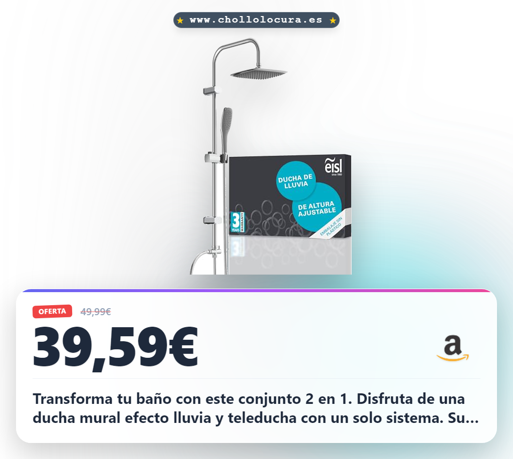 Aprovecha el conjunto de ducha sin grifo 2 en 1 con efecto lluvia y teleducha cromo kit de instalación completo