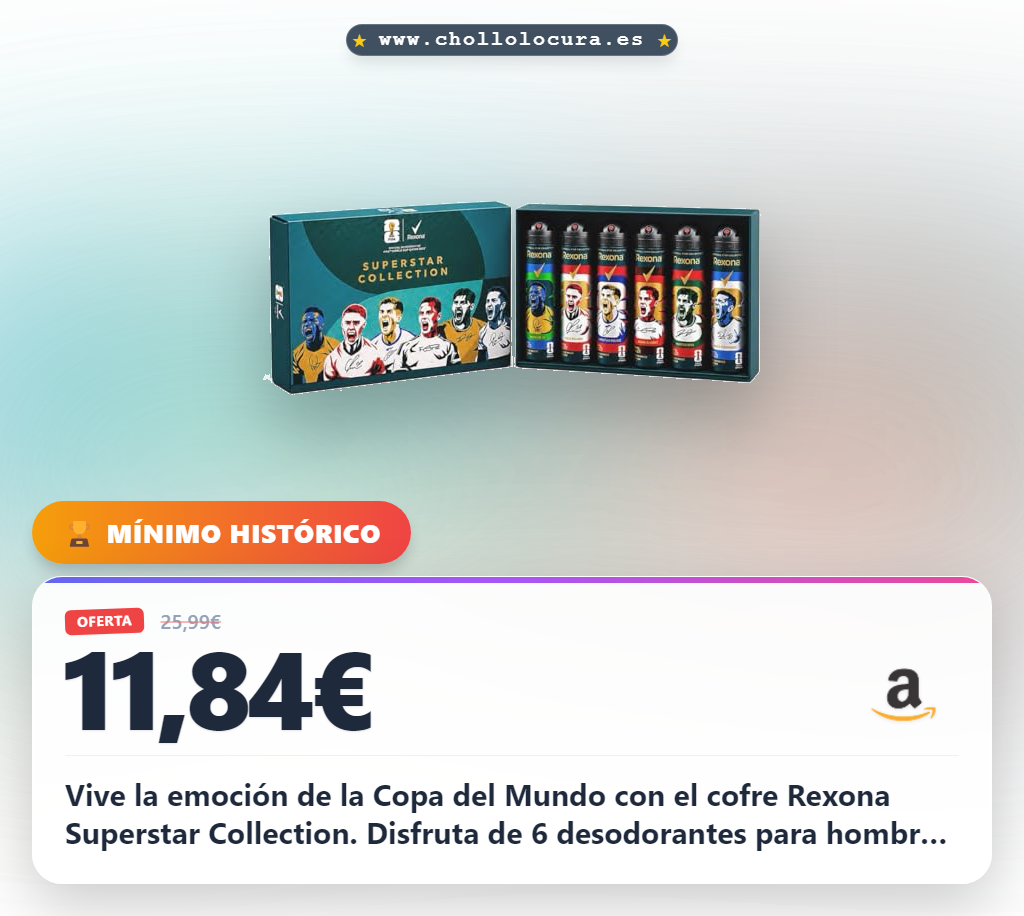 Aprovecha el cofre regalo Rexona Superstar Collection FIFA World Cup 2026 con desodorantes para hombre en oferta histórica
