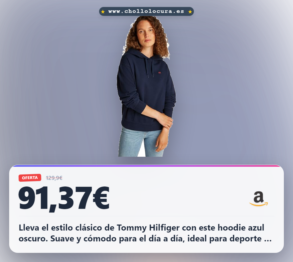 Aprovecha este hoodie Tommy Hilfiger azul oscuro talla XL con diseño clásico y material de algodón orgánico