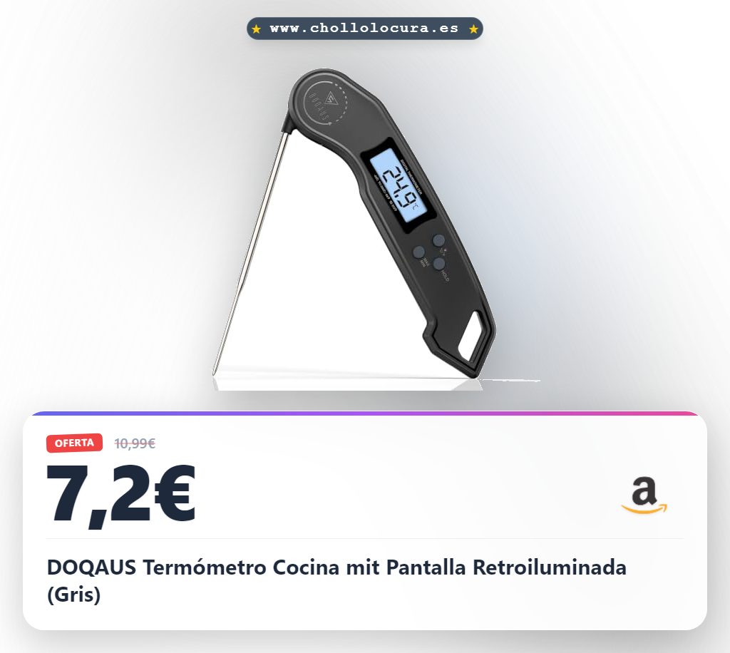 Consigue el termómetro DOQAUS de cocina con pantalla retroiluminada. ¡Precisión y velocidad a precio de chollo!