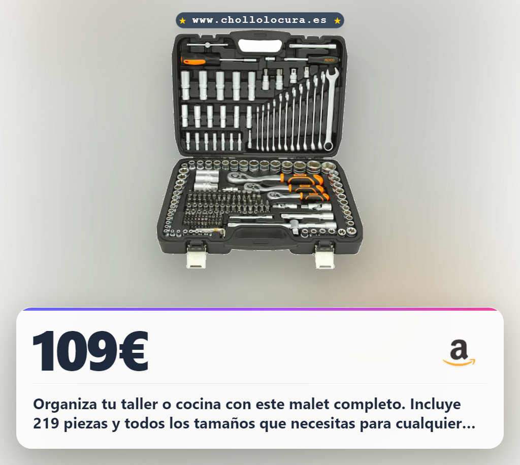 Ahorra con el maletín de herramientas ALYCO ORANGE de 219 piezas en oferta histórica y al mejor precio del año.
