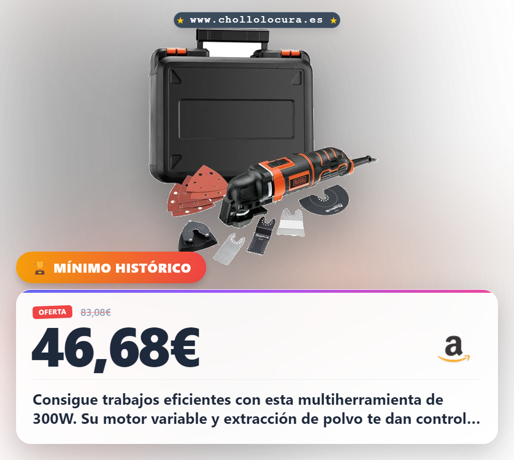 Aprovecha la multiherramienta oscilante 300W con velocidad variable y extracción de polvo al mejor precio en oferta