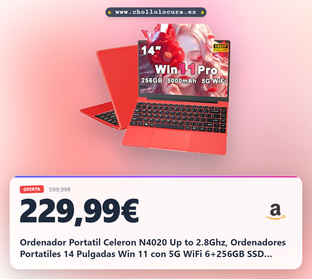 Encuentra este portátil Win 11 de 14 pulgadas con SSD y procesador Celeron N4020 al mejor precio.