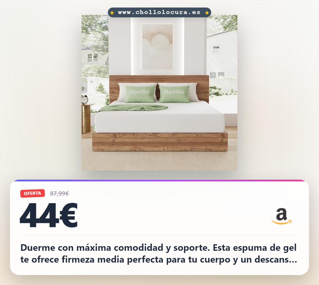Aprovecha este colchón Viscoelástico de Espuma de Gel con Memoria y Certificado Oeko-Tex al mejor precio