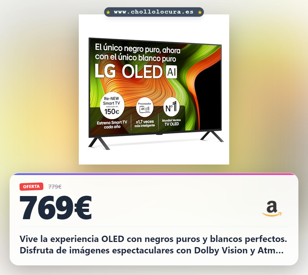 Consigue el televisor LG OLED55B56LA 4K con Dolby Vision y Atmos al mejor precio de oferta