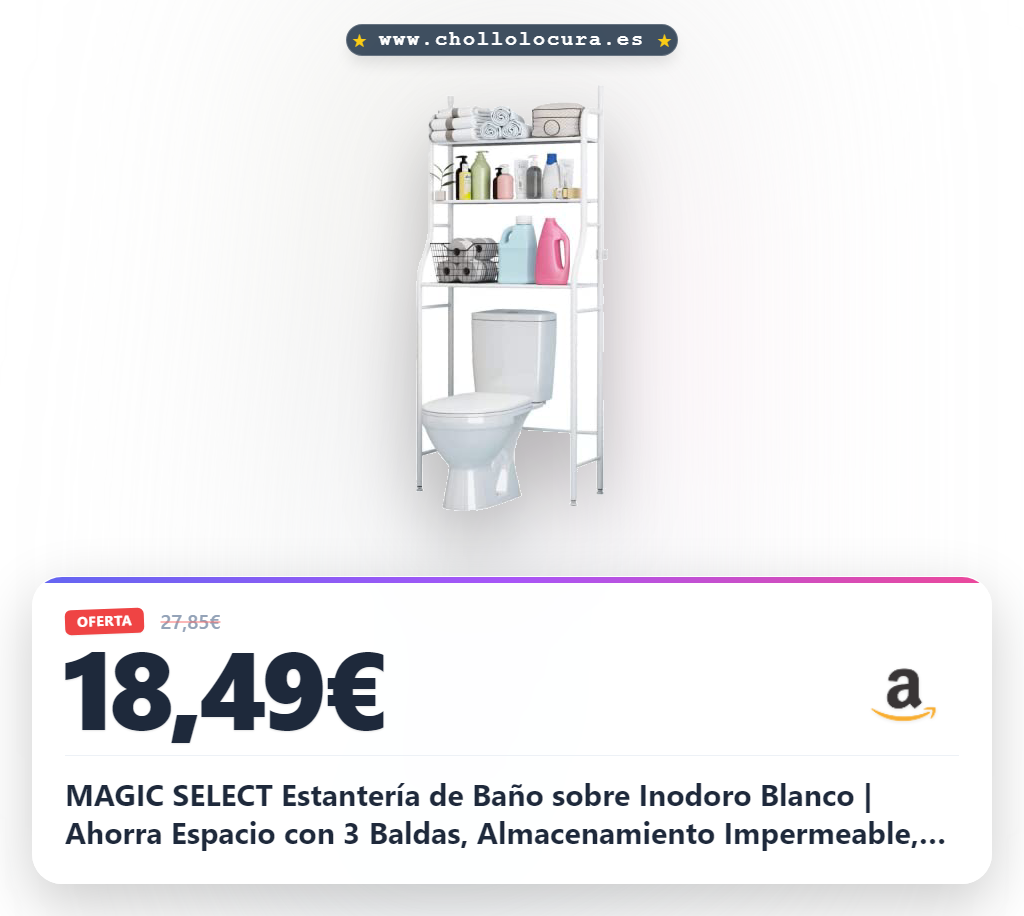 MAGIC SELECT Estantería de Baño sobre Inodoro Blanco | Ahorra Espacio con 3 Baldas, Almacenamiento Impermeable, Patas Ajustables en Altura, E5477
