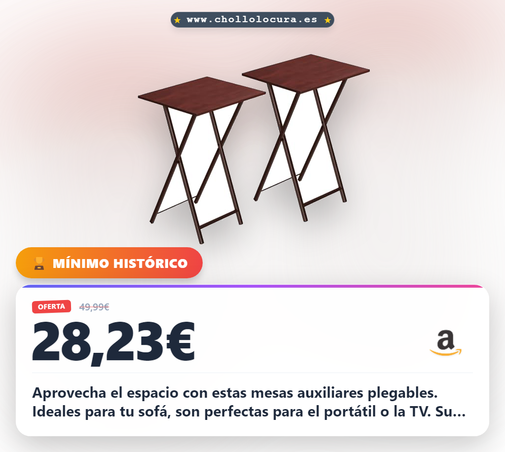 Aprovecha estas mesas auxiliares plegables para sofá y TV con diseño industrial al mejor precio de oferta