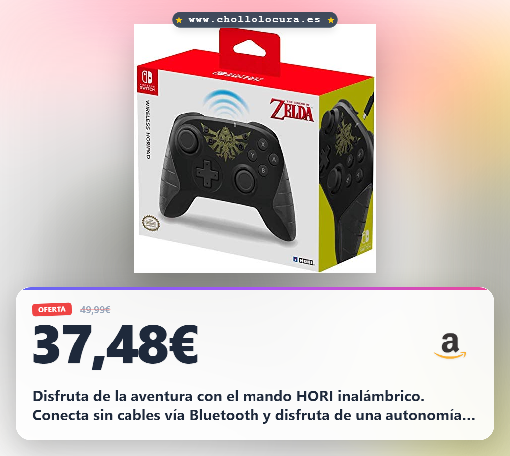 Consigue el mando inalámbrico Zelda Nintendo Switch con Bluetooth y giroscopio al mejor precio