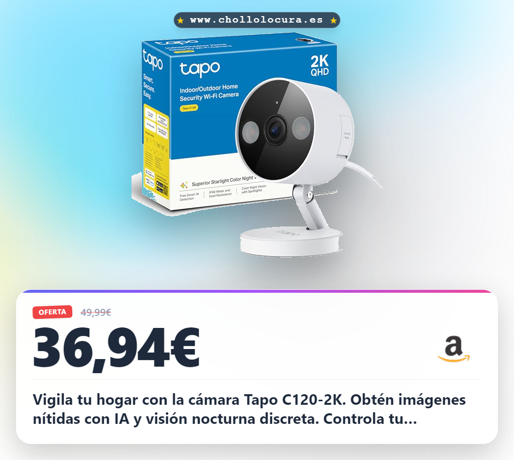 Consigue la cámara Tapo C120-2K 4MP con visión nocturna y audio bidireccional al mejor precio