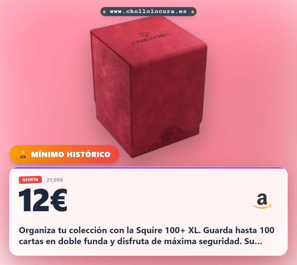 Adquiere la caja Gamegenic Squire 100+ XL Red: Guarda 100 cartas en doble funda a precio de chollo con cierre magnético.