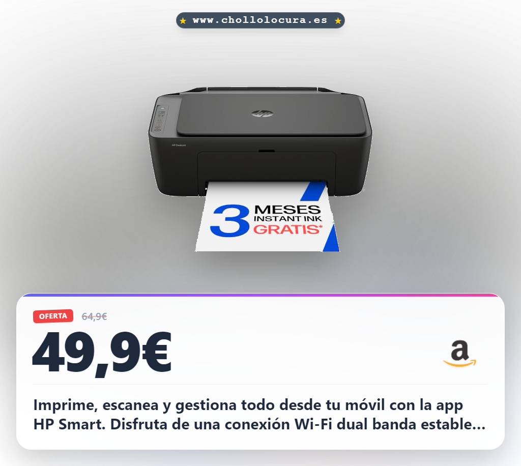 Consigue la impresora multifunción HP DeskJet 2920 con Wi-Fi y Instant Ink en oferta histórica