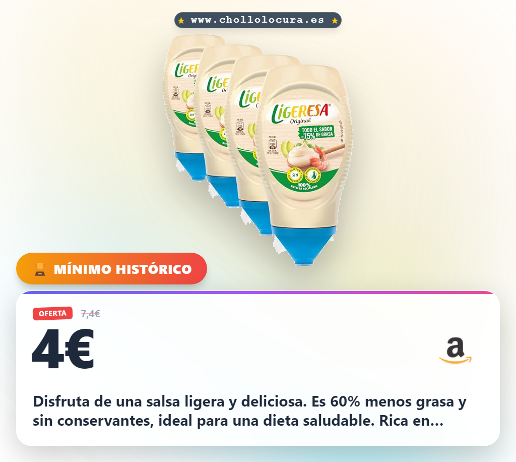 Disfruta la salsa Ligeresa Bocabajo, 60% menos grasa y rica en Omega 3 para vegetarianos.