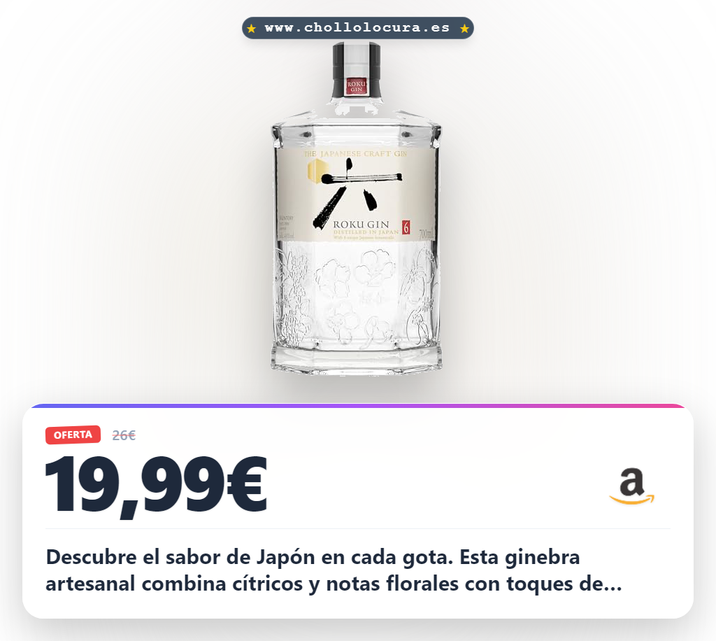 Aprovecha la Roku Ginebra Artesanal Japonesa con aromas a yuzu y sakura al mejor precio de oferta