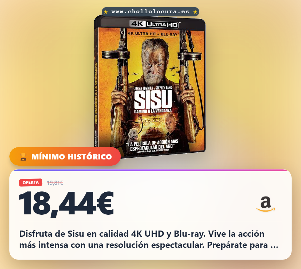 Disfruta Sisu camino a la venganza en calidad 4K UHD y BD con acción intensa en máxima resolución