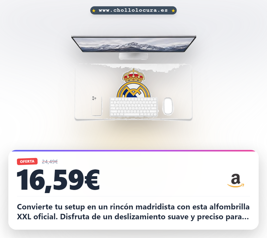 Consigue la alfombrilla de escritorio XXL Real Madrid oficial para gaming y oficina al mejor precio