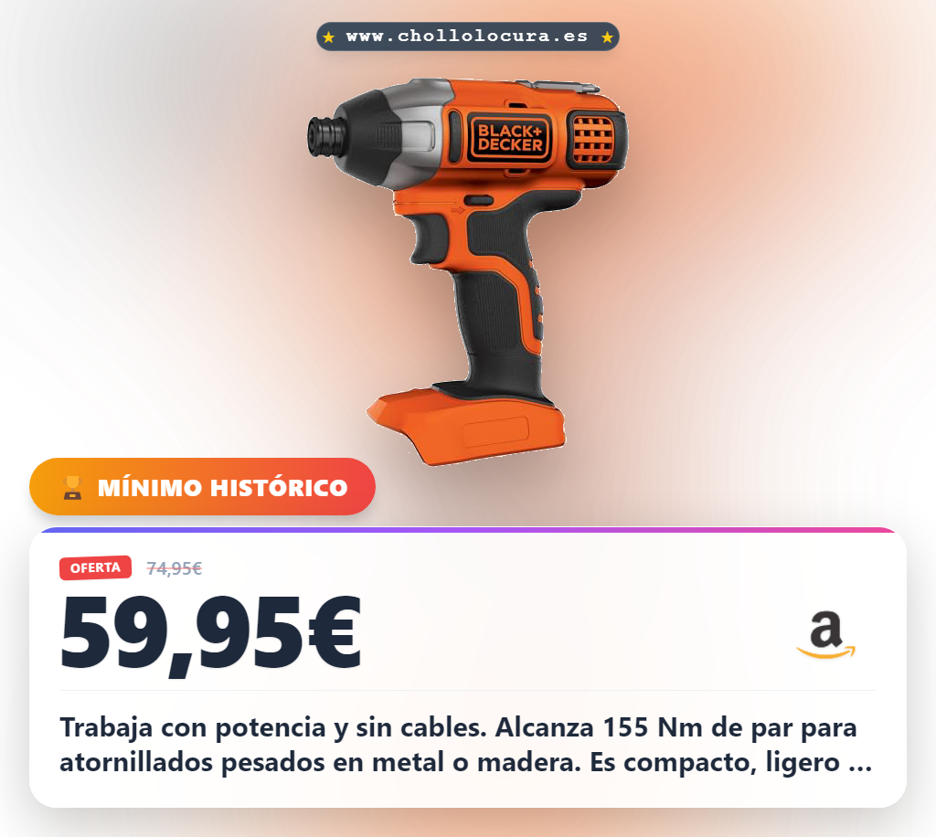 Consigue atornillador de impacto 155Nm para trabajos pesados al mejor precio en oferta histórica