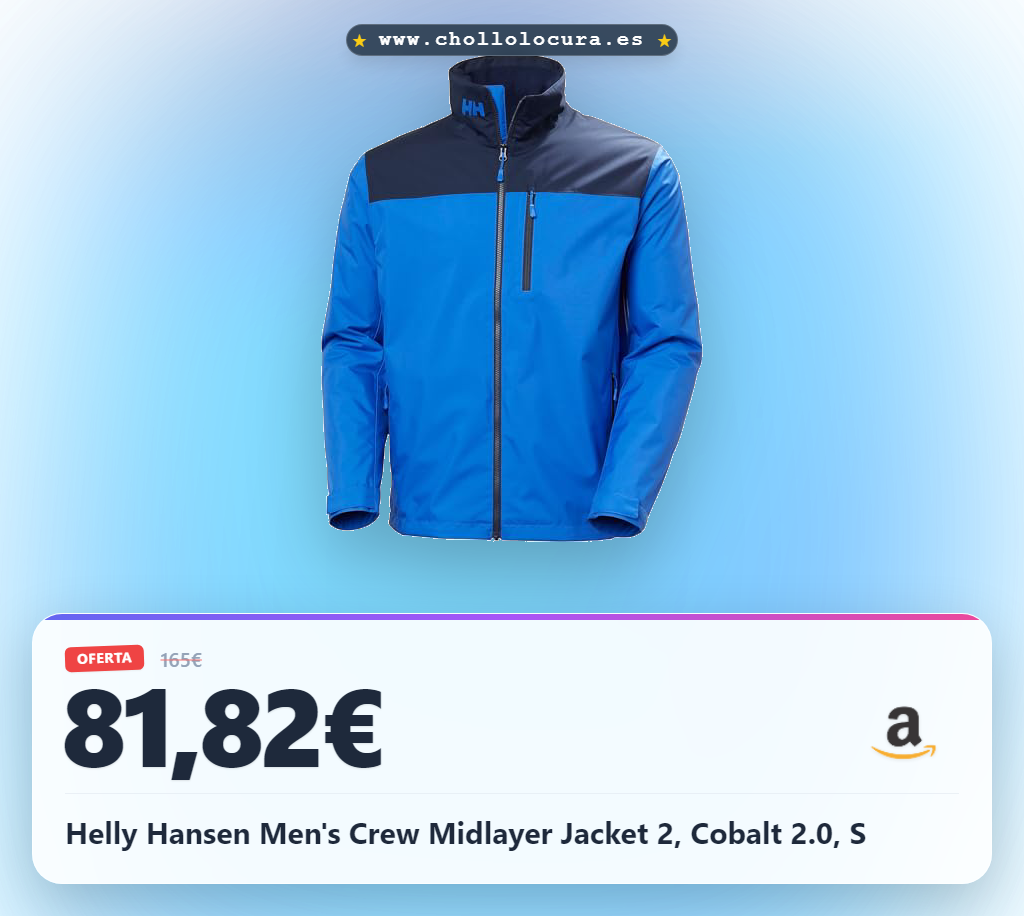 Helly Hansen Men's Crew Midlayer Jacket 2, Cobalt 2.0, S
