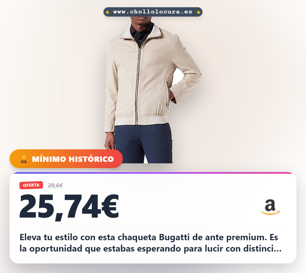 Compra la chaqueta Bugatti Premium Suede beige para hombre al mejor precio de chollo