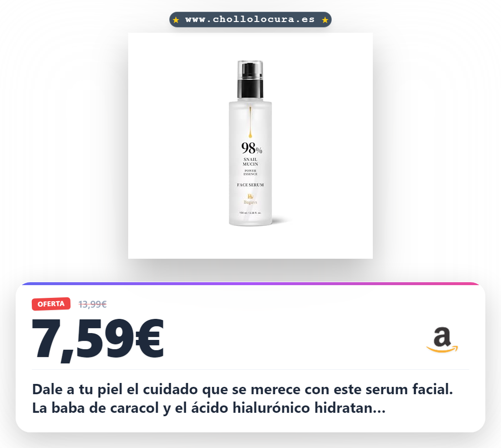 Aprovecha este serum facial con baba de caracol y colágeno para una piel radiante al mejor precio
