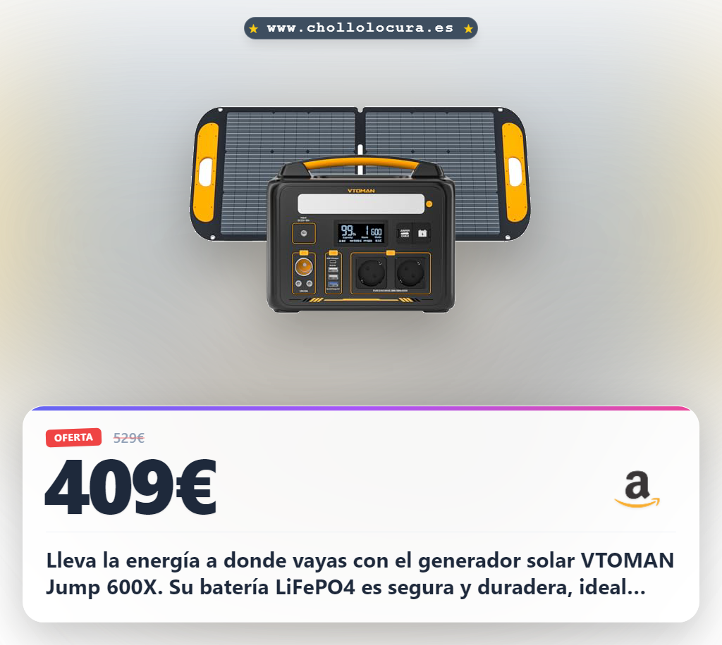 Aprovecha el generador solar portátil VTOMAN Jump 600X con panel 110W y batería LiFePO4 segura