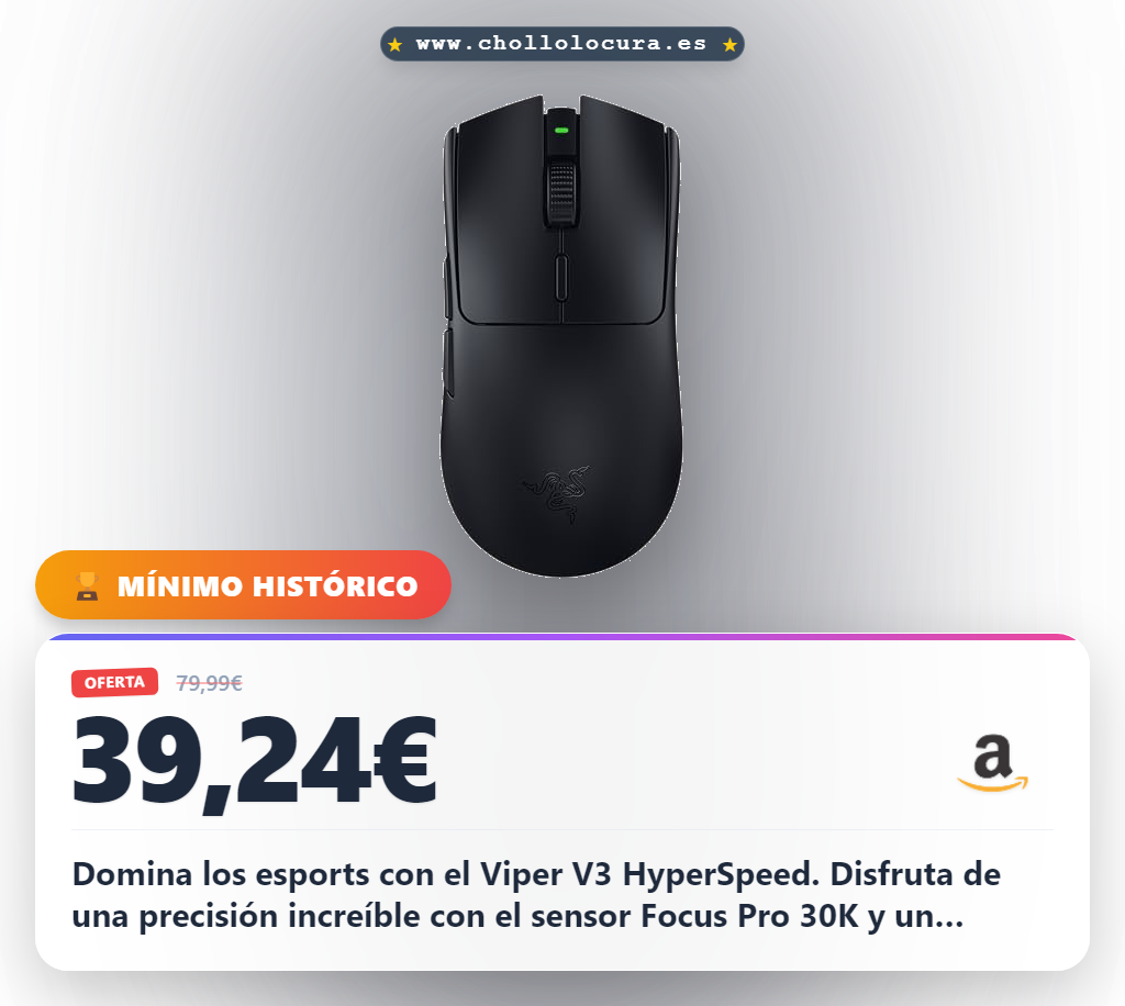 Consigue el ratón Razer Viper V3 HyperSpeed para esports con sensor Focus Pro 30K y 4000 Hz
