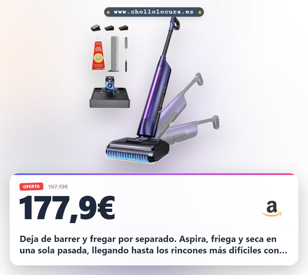 Adquiere el Aspirador Lava y Friega 3 en 1 Ultenic con autolimpieza y limpieza de bordes a precio de chollo