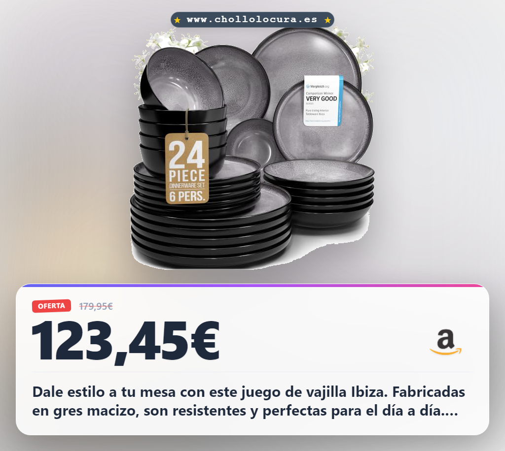 Aprovecha el juego de vajilla Steingut Ibiza para 6 personas de 24 piezas en oferta histórica