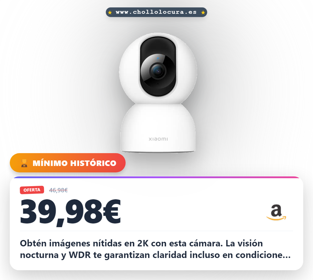 Consigue la cámara Xiaomi C400 2K con visión nocturna y detección de movimiento al mejor precio en oferta