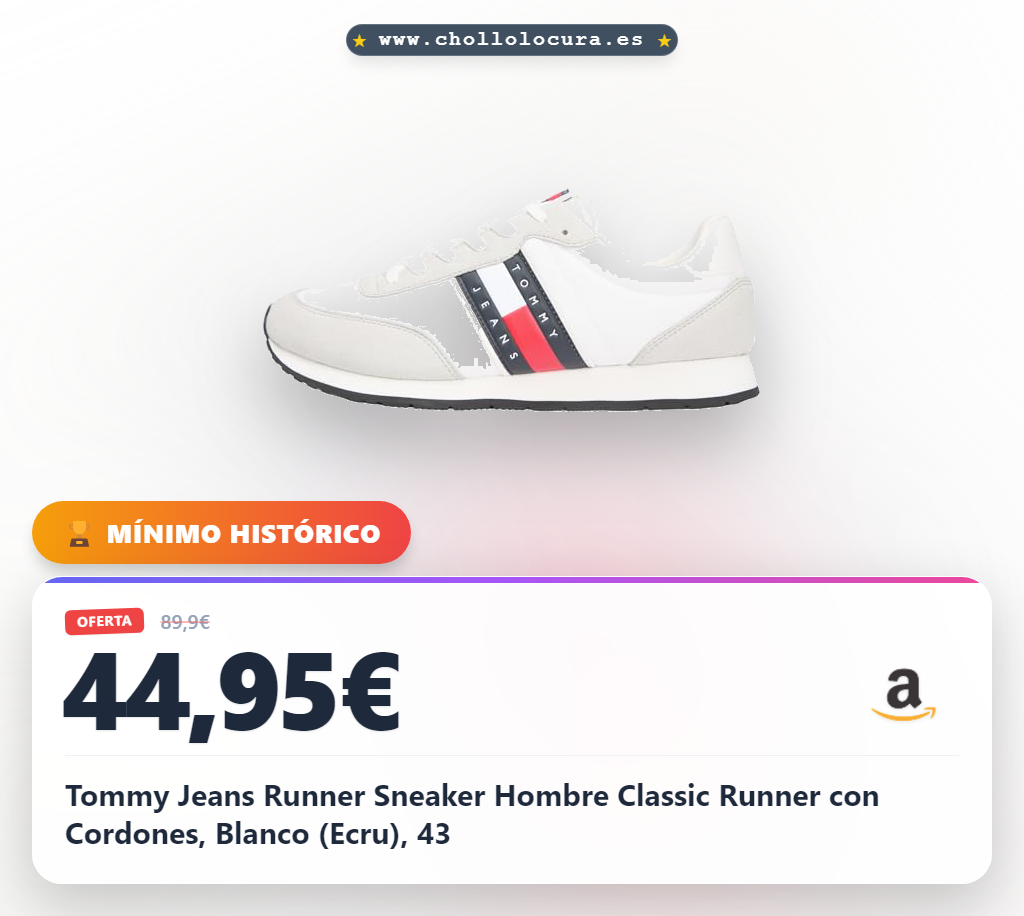 Tommy Jeans Runner Sneaker Hombre Classic Runner con Cordones, Blanco (Ecru), 43