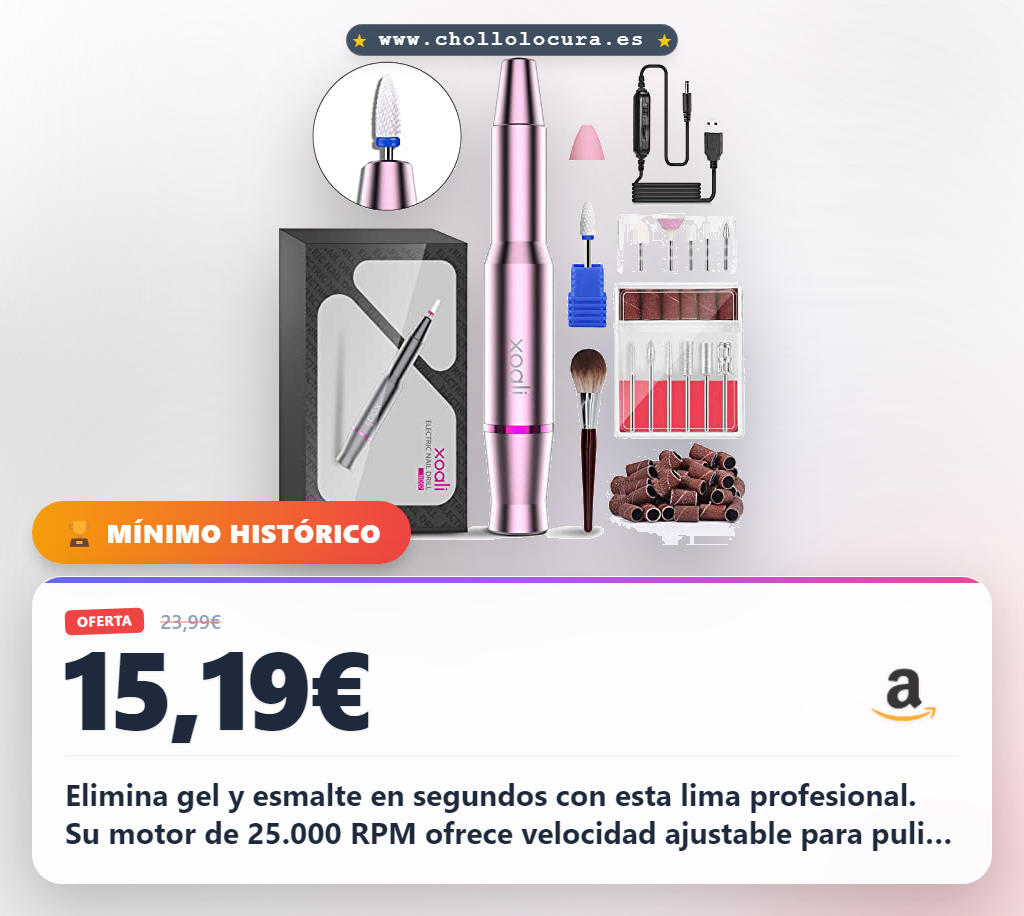 Consigue la Xoali 12 en 1 Lima Eléctrica 25000RPM profesional para manicura y pedicura a precio de chollo en oferta histórica en rosa