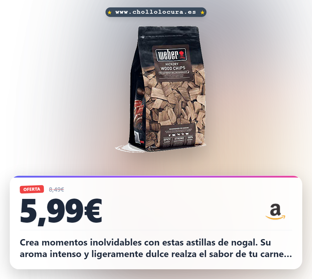 Aprovecha las astillas de nogal Americano Weber 100% madera para carne y caza en oferta histórica