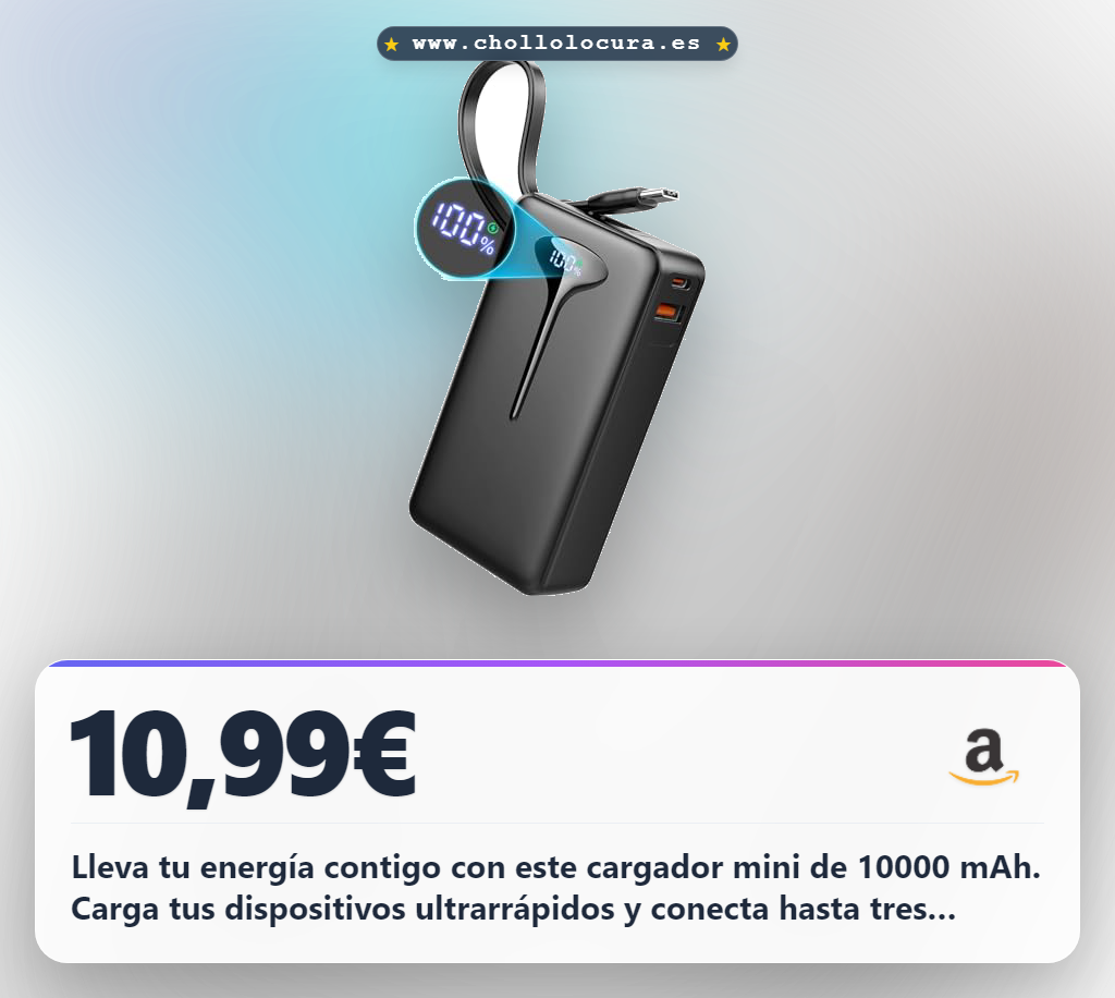 Aprovecha este power bank mini de 10000 mAh con carga rápida 22.5W y 3 puertos USB C para todos tus dispositivos