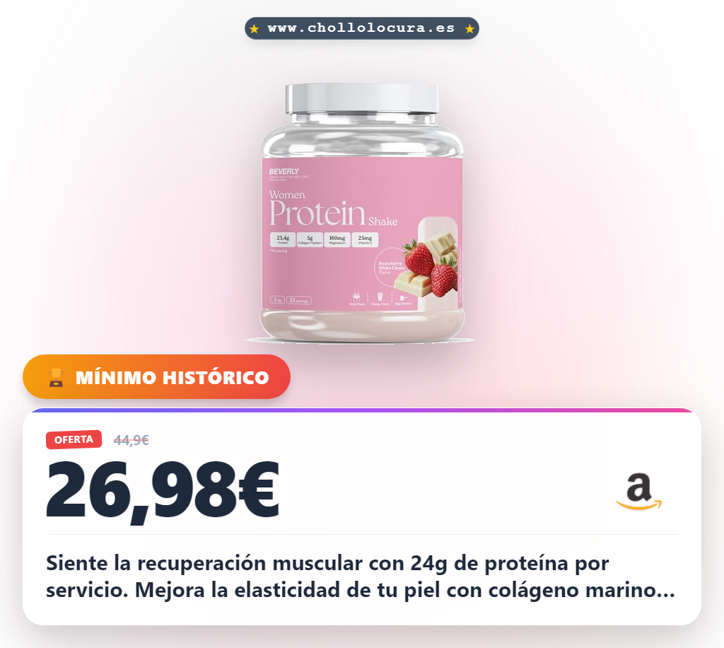 Aprovecha la proteína Beverly Women con colágeno marino y magnesio. 24g de proteína por servicio en oferta.