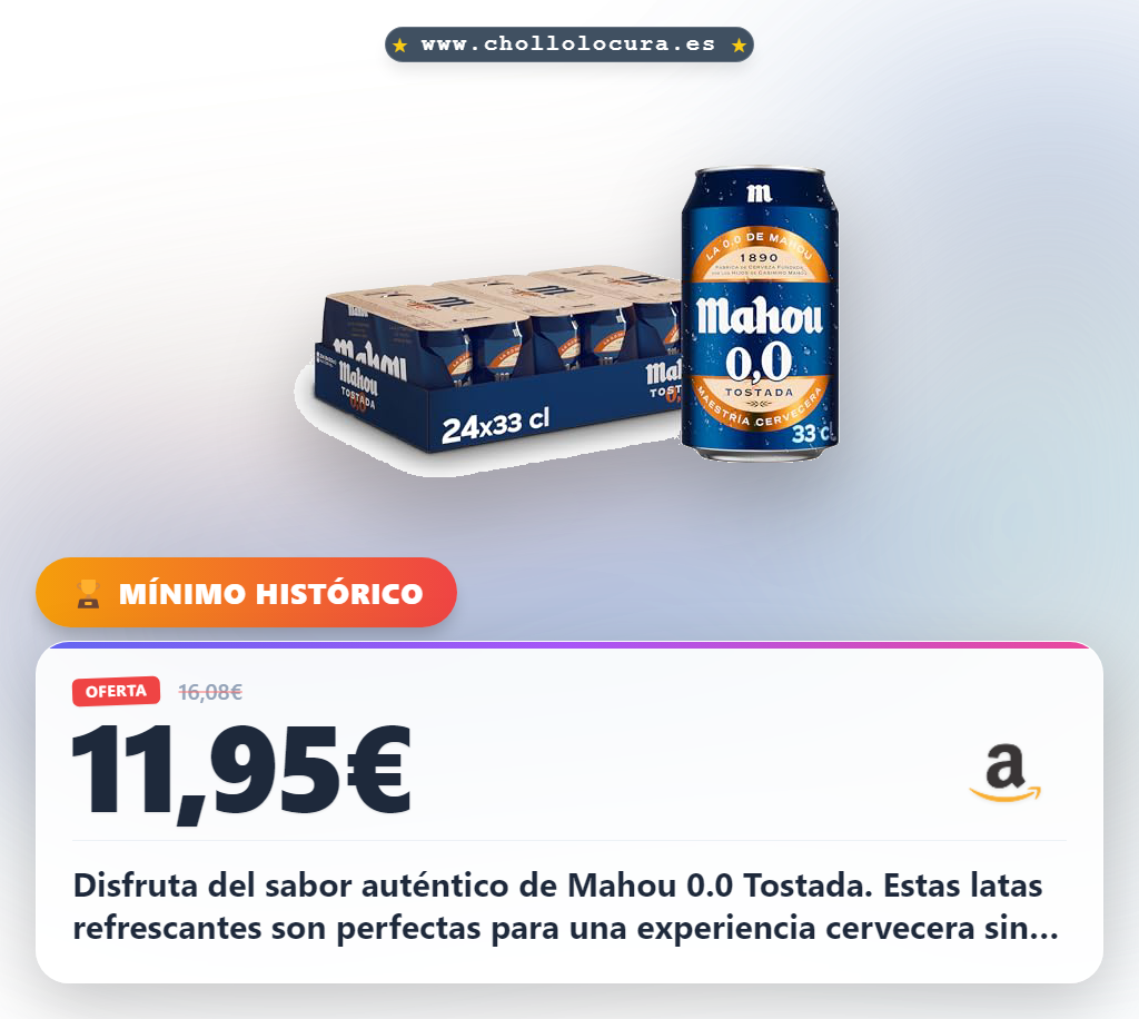 Aprovecha el pack de 24 latas Mahou 0.0 Tostada sin alcohol al mejor precio de la cerveza artesanal