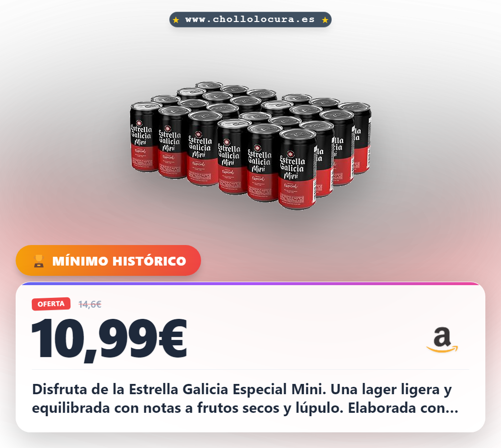 Aprovecha Estrella Galicia Especial Mini Lager Premium Pack 24 Latas sabor ligero y equilibrado