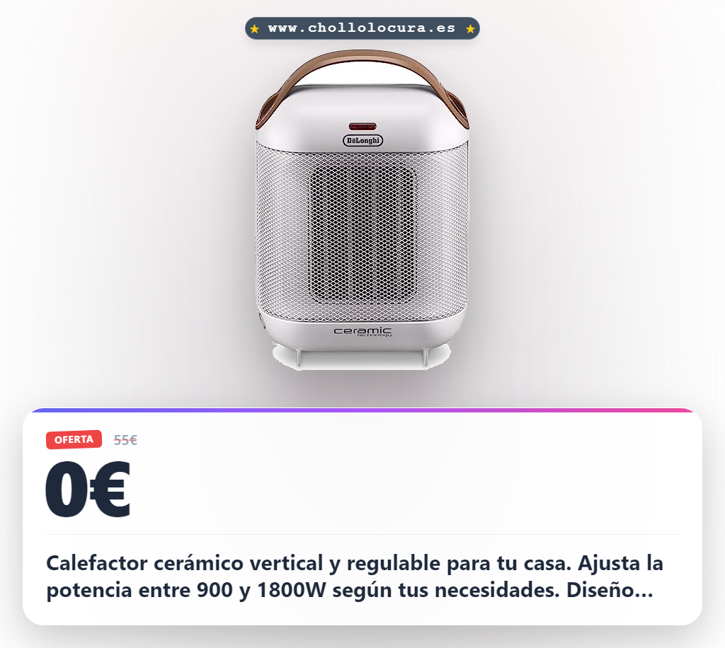 Aprovecha el calefactor cerámico vertical De'Longhi HFX30c18.IW con 2 ajustes de potencia en oferta
