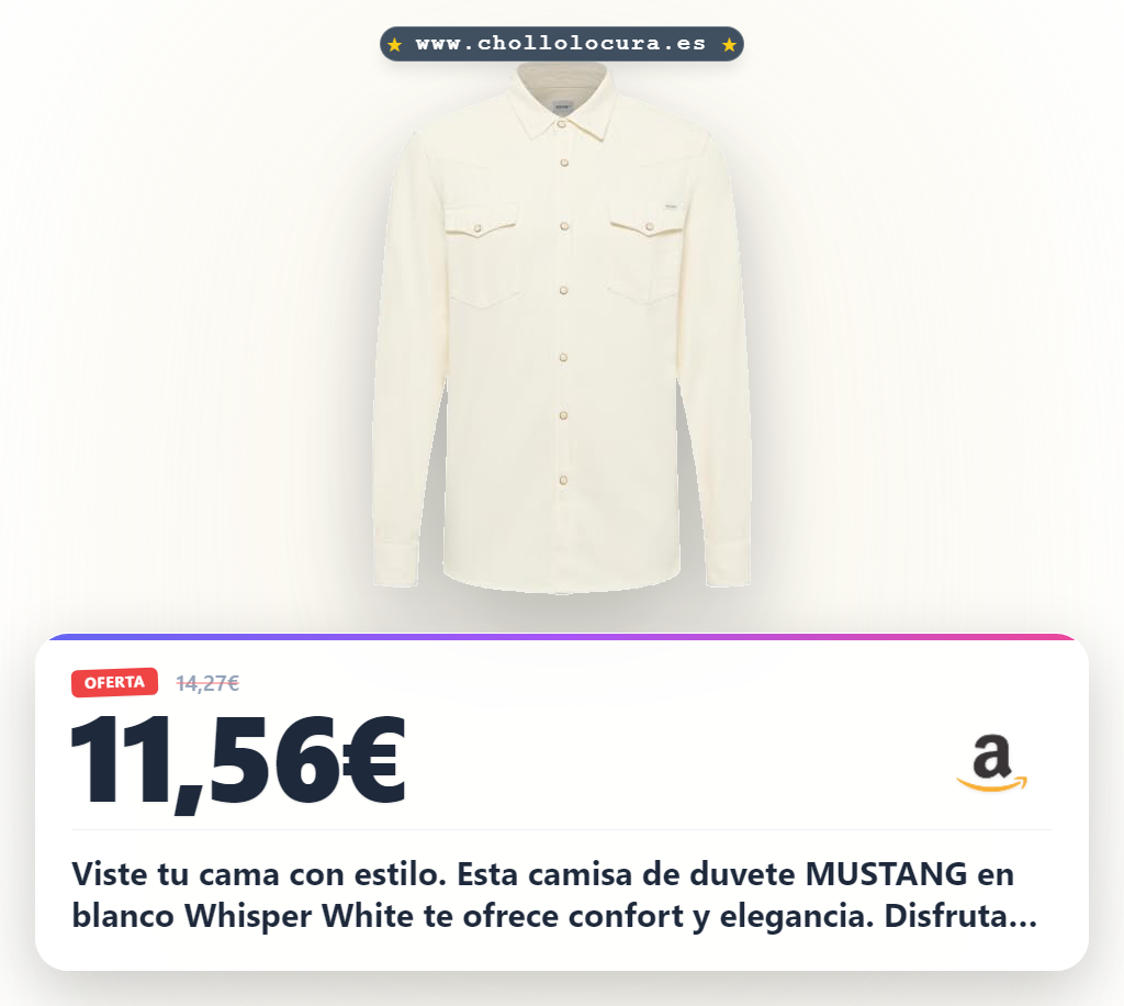 Obtén la Camisa de Duvete MUSTANG Style Whisper White 3XL para hombre al mejor precio