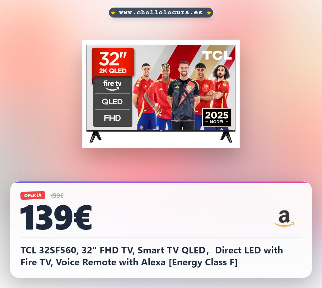 TCL 32SF560, 32" FHD TV, Smart TV QLED，Direct LED with Fire TV, Voice Remote with Alexa [Energy Class F]